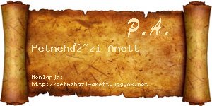 Petneházi Anett névjegykártya