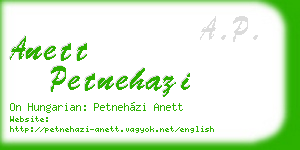 anett petnehazi business card